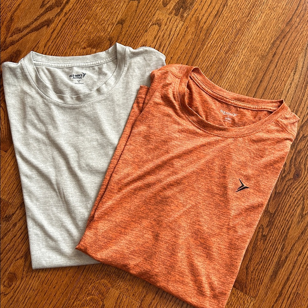 Old Navy Active Heathered Orange and Gray Tees